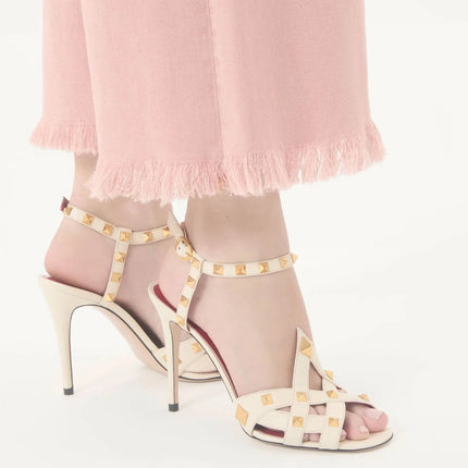 Sandali da donna con tacco alto e punta tonda, con rivetti e design a bocca di pesce, estivi 2026, alla moda, per feste, taglie forti platinumshop