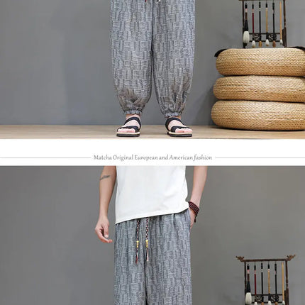 Pantaloni a Gamba Larga Stile Cinese in Corduroy, Pantaloni Lantern da Uomo, Comodi e Traspiranti per Autunno e Inverno, Jogger Casual