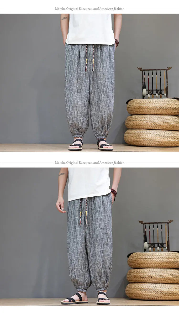 Pantaloni a Gamba Larga Stile Cinese in Corduroy, Pantaloni Lantern da Uomo, Comodi e Traspiranti per Autunno e Inverno, Jogger Casual