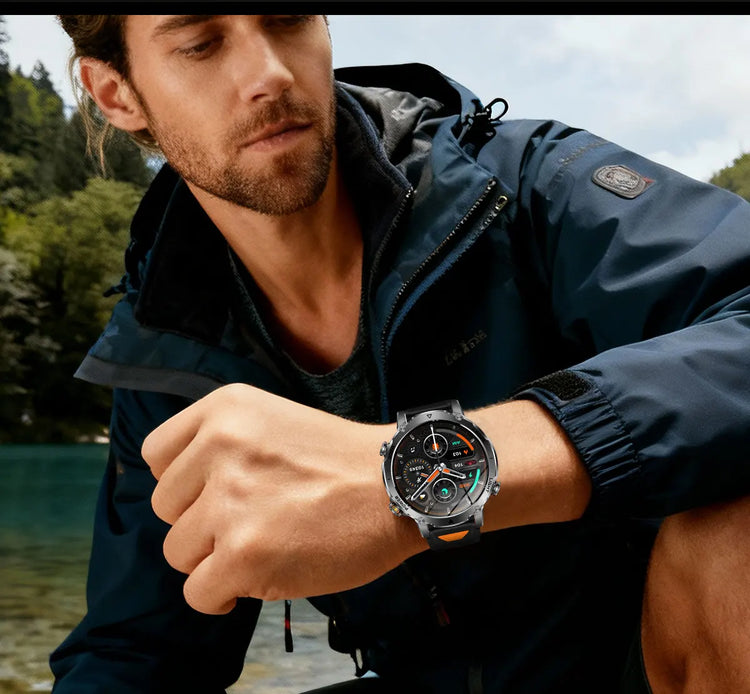 Military Grade Sapphire Smart Watch HeartRate SO2 BT5.3 Call Custom dial Smartwatch for Men Breathable Band Sports watch 1400mAh