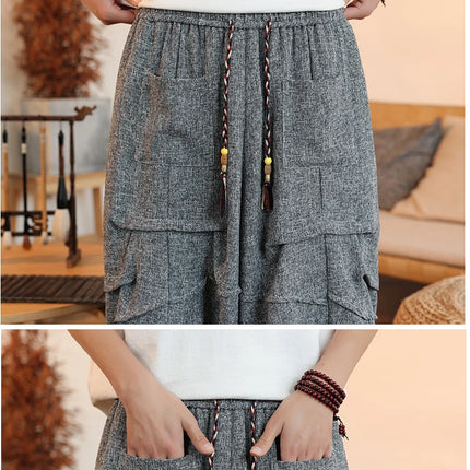 Pantaloni lanterna estivi da uomo stile giapponese Kimono pantaloni casual Samurai Harajuku pantaloncini da uomo larghi Yukata pantaloni a gamba larga taglie forti 5XL