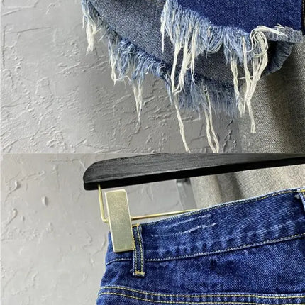 Shorts in denim da donna a vita alta, strappati, con orlo grezzo e sfilacciato, casual, hot pants