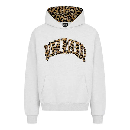 High street fashion leopard print letter embroidered men sportswear suit Y2K American casual retro hoodie trend loose clothing PlatiNum