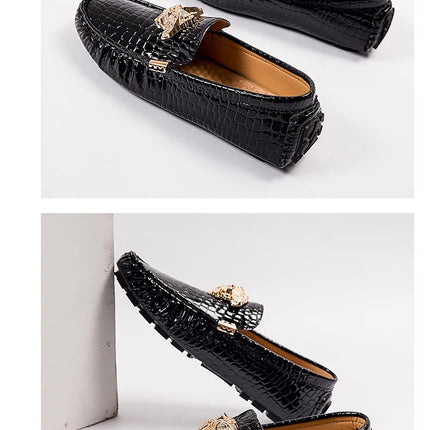 Stazione europea Slip-On Lazy Beanie Shoes Modello coccodrillo da uomo Scarpe da uomo 36 Taglia piccola 48 Nuove scarpe casual in pelle da uomo di grandi dimensioni
