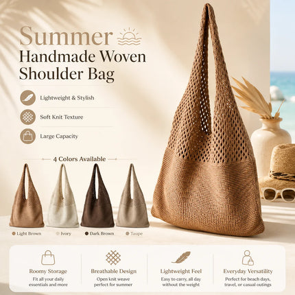 Borse a maglia da donna, borsa tote grande capacità, borsa estiva da spiaggia, borsa grande casual, borse a tracolla intrecciate a nido d'ape, borsa da donna