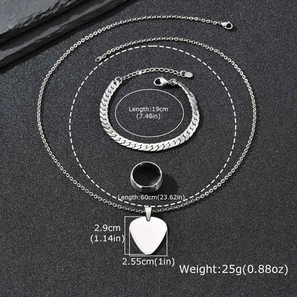 Set di 3 Pezzi: Collana con Ciondolo a Forma di Plettro per Uomo, Bracciale con Catena Cubana Piatta Stile Rock Punk, Set di Gioielli Classici da Uomo, Idea Regalo platinumshop