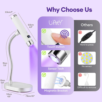 Rechargeable AI Sensor UV LED Nail Lamp Flexible Hose Dual Mode Touch Induction Desktop Handheld Gel Nail Lamp
