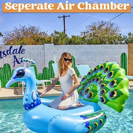 Sloosh Gonfiabile a Forma di Pavone Gigante, Galleggiante Divertente per Piscina e Spiaggia, Giocattolo Galleggiante Estivo per Adulti e Bambini
