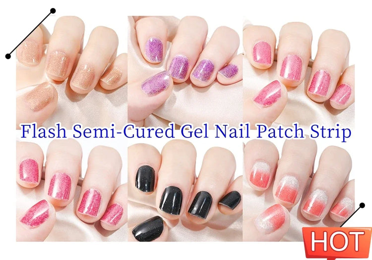 Semi Cured Wraps Fast Gel Nail Sticker Soild Nail Gel Wraps Adhesive Full Cover Gel Nail Decal UV Lamp Cured Manicure Decoration2028