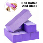 5Pc Nail Buffer Block, 3 Way 100/180 Grit Nail Sanding Block, Medium Fine Sand for Acrylic Gel Nail Polishing, Professional Manicure Pedicure Tool, Pink Purple
