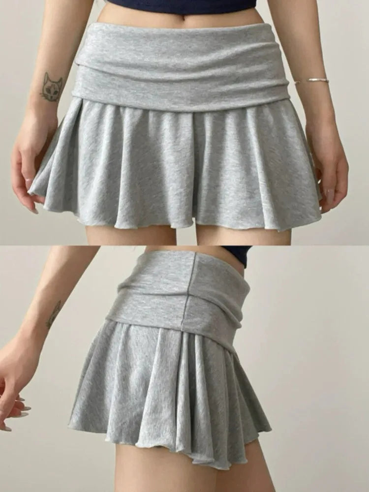 Minigonne Arricciate alla Moda con Vita Alta, Gonne Sportive Slim da Yoga per Donne, Abbigliamento Femminile Estivo Y2K Casual Anti-Esposizione