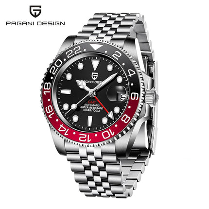 Nuovo Orologio Meccanico Automatico PAGANI DESIGN GMT 2026 per Uomo, Ghiera in Ceramica, Impermeabile 100ATM, Orologio Sportivo Nautico da Immersione, Orologio da Polso Maschile in Acciaio Inossidabile + Reloj Hombre + Scatol