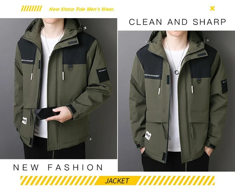 Plus Size Male Waterproof Windproof Hooded Jacket Autumn Winter New Fashion Men Casual Loose Fleece Thick Warm High Quality Coat