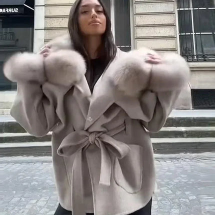 Hoody Faux Fur Furry Coats Women Fashion Belt Long Sleeve Pocket Thicken Warm Jacket 2026 Autumn Winter Urban Lady Streetwears