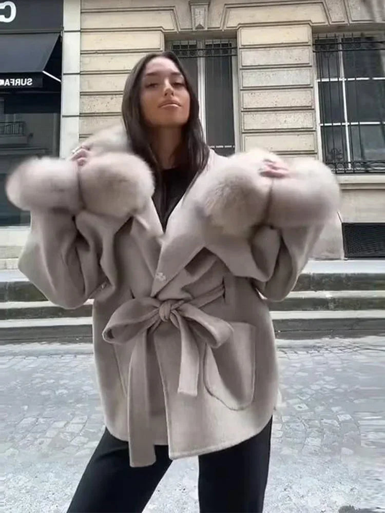 Hoody Faux Fur Furry Coats Women Fashion Belt Long Sleeve Pocket Thicken Warm Jacket 2026 Autumn Winter Urban Lady Streetwears