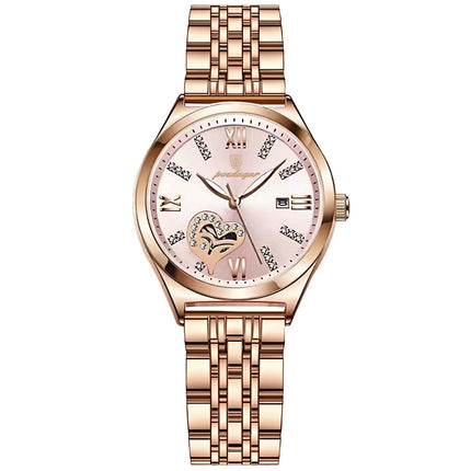 POEDAGAR Orologi di lusso da donna Orologio da donna impermeabile con data luminosa in acciaio inossidabile Orologio da polso da donna al quarzo alla moda elegante platinumshop