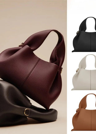 Mini borsa a mano in pelle martellata, manico con fibbia e chiusura metallica, tracolla rimovibile per uso quotidiano