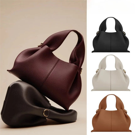 Mini borsa a mano in pelle martellata, manico con fibbia e chiusura metallica, tracolla rimovibile per uso quotidiano
