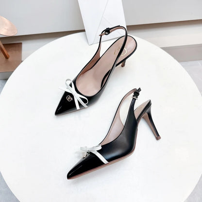 Heels sandals Gladiator summer luxury Brand 2025 bow Women High Heels Pointed toe designer Elegant Slingbacks Party Ladies Shoes