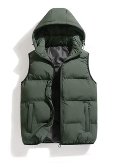 Winter Men Thicken Warm Sleeveless Vests Mens Autumn Detachable Hat Outwear Hooded Waistcoat Vest Jackets Mens Casual Vests Male