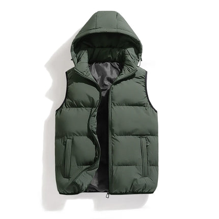 Winter Men Thicken Warm Sleeveless Vests Mens Autumn Detachable Hat Outwear Hooded Waistcoat Vest Jackets Mens Casual Vests Male