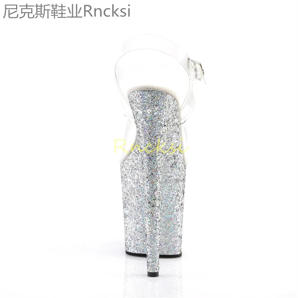 20cm High-heeled sandals women's new transparent word with high heels, stilettos and sexy super high-heeled sandals