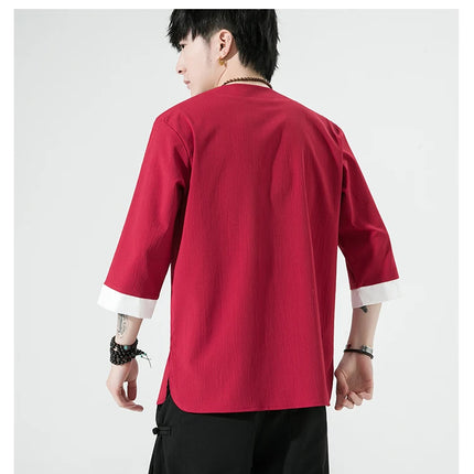 Camicie estive Uomo Stile cinese Kung Fu Tai Chi Camicette casual traspiranti tinta unita Uomo Cardigan tradizionale retrò Tang Suit