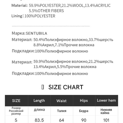 SENTUBILA Straight Wool Skirt Women 2025 Winter Vintage Elegant Tweed High-waist Slit-hem Temperament Long Skirts 144Q56942 PlatiNum