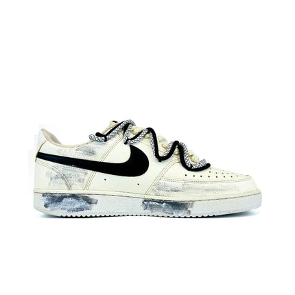 Sneakers Personalizzate Nike Court Vision 1 Low "Eye of God 2.0" con Effetto Invecchiato e Schizzi, Scarpe da Skateboard per Uomo platinumshop