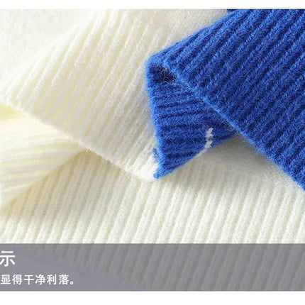 Dragon Graffiti Color blocked Fashion Knitted Sweaters Men's Knitwear Warm Pullover High Quality Mens Casual Loose Male Jumpers