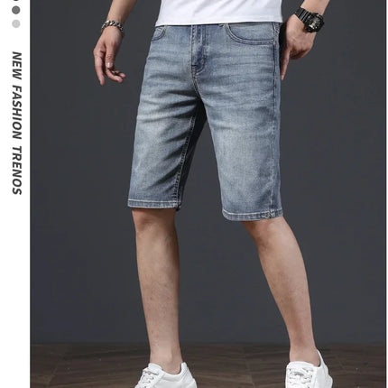 2025 Estate Marca Stretch Sottile Bermuda Masculina Cotone Denim Jeans Jorts Uomo Al Ginocchio Morbido Ropa Hombre Pantaloncini