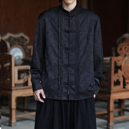 Camicie con stampa Abito tradizionale cinese Tang Camicie comode e traspiranti retrò Kung Fu Tai Chi Camicette casual Abbigliamento da uomo