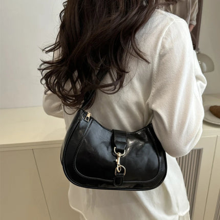 Elegante Borsa a Tracolla da Donna - Borsetta Quadrata Retrò con Chiusura a Zip, in Resistente Materiale PU