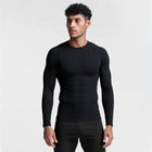 Men's Long Sleeved Sports T-Shirt With High Elasticity And Quick Drying Solid Color Long Sleeves for Autumn Winter PlatiNum