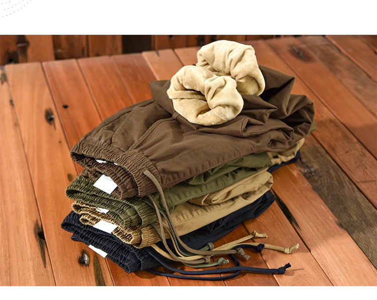 Winter New Thickened 100% Cotton Cargo Velvet Men's Winter Pants Comfortable Soft Keep Warm Retro Street Trousers  AZ640