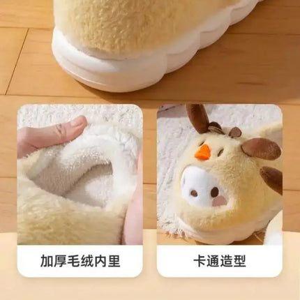 Anime Winter Plush Slippers Kuromi Hello Kitty Cinnamoroll Sanrioed Kawaii Cartoon Cute Indoor Thicken Warm Home Slippers