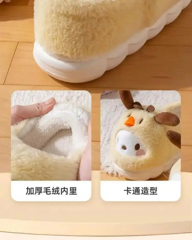 Anime Winter Plush Slippers Kuromi Hello Kitty Cinnamoroll Sanrioed Kawaii Cartoon Cute Indoor Thicken Warm Home Slippers