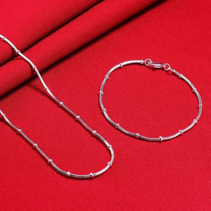 Set Collana e Bracciale con Catena a Serpente in Argento Sterling 925, Gioielli alla Moda per Uomo e Donna, Regalo platinumshop