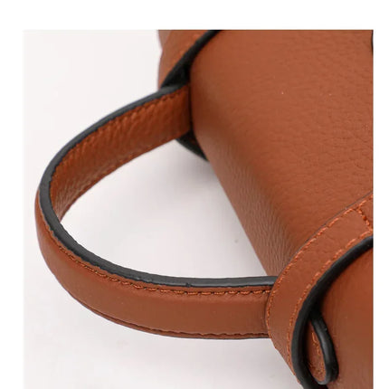 Borsa Mini Boston a Righe e Quadri in Tessuto con Finiture in Ecopelle, Chiusura a Giro e Torsione, Design con Patta, Borsa a Mano da Donna, a Tracolla, Portamonete
