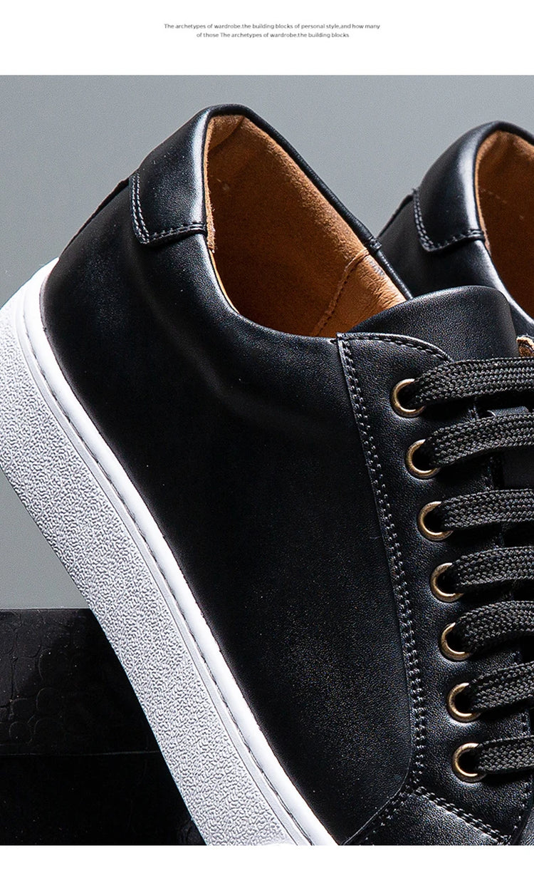 New Men Casual Sports Vulcanized Shoes Comfortable Fashionable Flat Heeled Leather Shoes Outdoor Driving Travel Brand Shoes Men