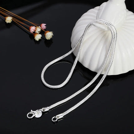 40-75cm 925 Sterling Silver 1MM/2MM/3MM solid Snake Chain Necklace For Men Women Fashion Jewelry for pendant PlatiNum