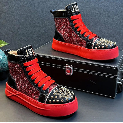 Rhinestone Luxury Designer Sneakers Italy Fashion Men Punk Hip Hop Platform Casual Shoes Trainers Business Wedding Loafers 93