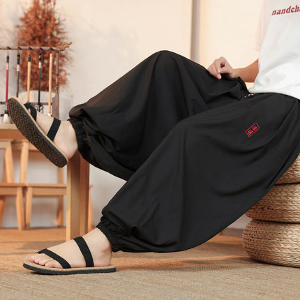 Pantaloni Estivi da Uomo in Seta Ghiaccio Sottile Traspirante, Pantaloni alla Moda a Lanterna, Casual, Comodi, a Gamba Larga, Taglie Forti fino alla 8XL