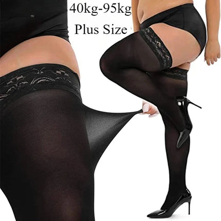 Women's Lace Stockings Sexy Temptation Transparent Pantyhose European and American Plus Size