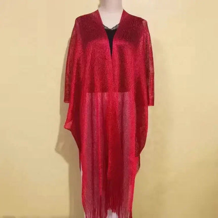 Abito copricostume da spiaggia lavorato a maglia trasparente con nappe sexy con frange Tunica in rete lucida per costumi da bagno da donna Abito da spiaggia leggero con copertura in rete platinumshop