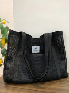 Borsa tote da donna in rete trasparente, borsa a tracolla portatile alla moda multifunzionale per lo shopping, viaggi, spiaggia estiva