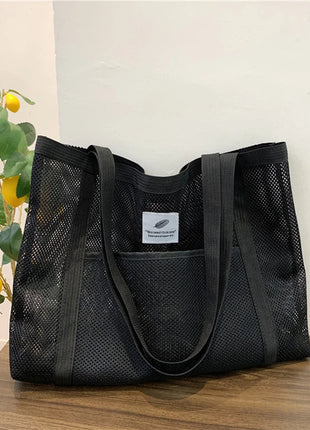 Borsa tote da donna in rete trasparente, borsa a tracolla portatile alla moda multifunzionale per lo shopping, viaggi, spiaggia estiva