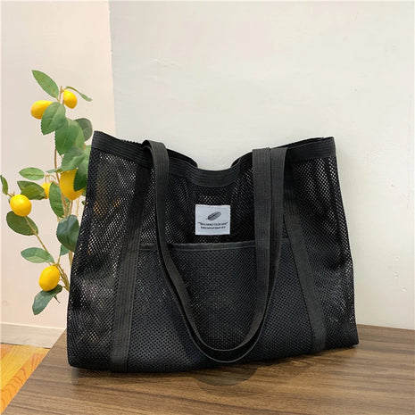 Borsa tote da donna in rete trasparente, borsa a tracolla portatile alla moda multifunzionale per lo shopping, viaggi, spiaggia estiva