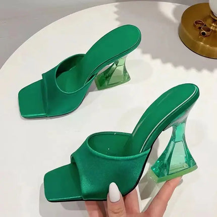 New 2026 Fashion Summer Shoes with Open Toe and Medium Heel, Pleated A-Line Chunky Sandals for Women