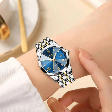LIGE Orologio al Quarzo di Lusso per Donna, Elegante Bracciale Luminoso e Impermeabile, Regalo Ideale platinumshop